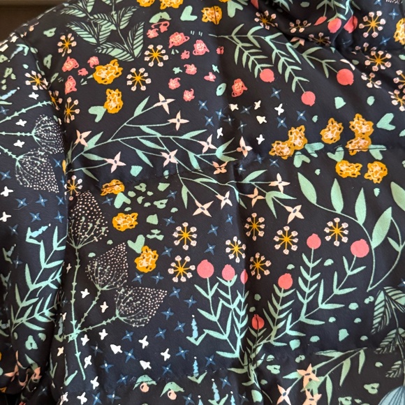 Hanna Andersson black floral jacket size 150 puffer hooded 11 13 years - Picture 3 of 5